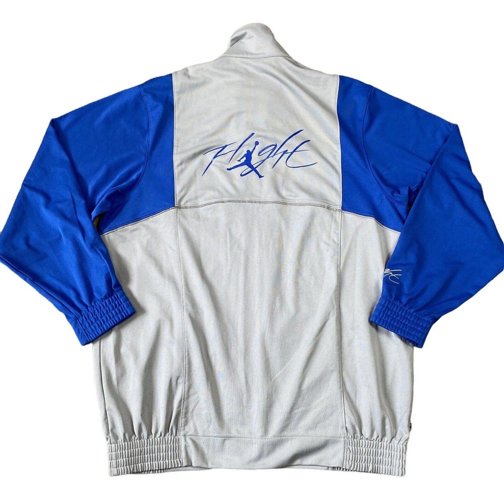Air Jordan Flight Jacket Gray Blue Large Jumpman Track Jacket - Picture 1 of 10